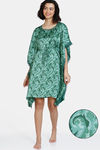 Zivame Artsy Leaves Woven Knee Length Nightdress - Greener Pasture — thumbnail 1